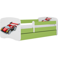 Kocot Kids Кровать babydreams green racing car с ящиком с матрасом 160/80