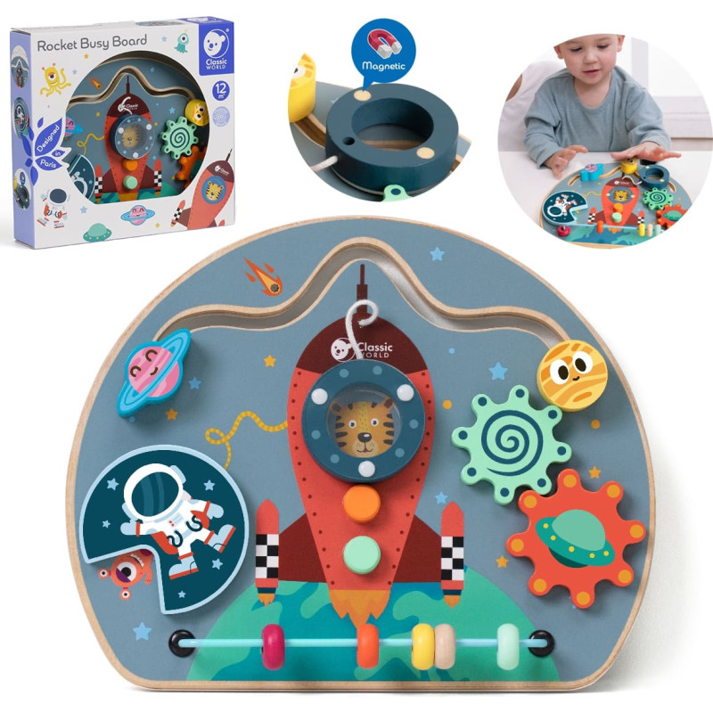 Развивающая доска Classic World «Ракета» – 6 в 1, многофункциональная