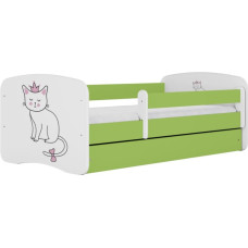 Kocot Kids Кровать babydreams green cat без ящика с матрасом 140/70