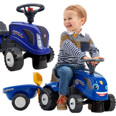 Falk Traktorek Baby New Holland Niebieski z Przyczepką + akc. od 1 roku