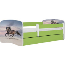 Kocot Kids Кровать babydreams green galloping horse с ящиком с матрасом 160/80