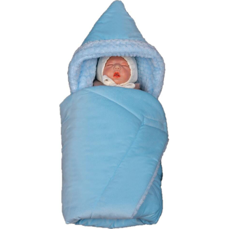 Minikid Swaddling blanket - 657 - with filling - VELVET / SOFT - BLUE