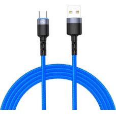 Tellur Data Cable USB to Type-C with LED Light 3A 1.2m Blue