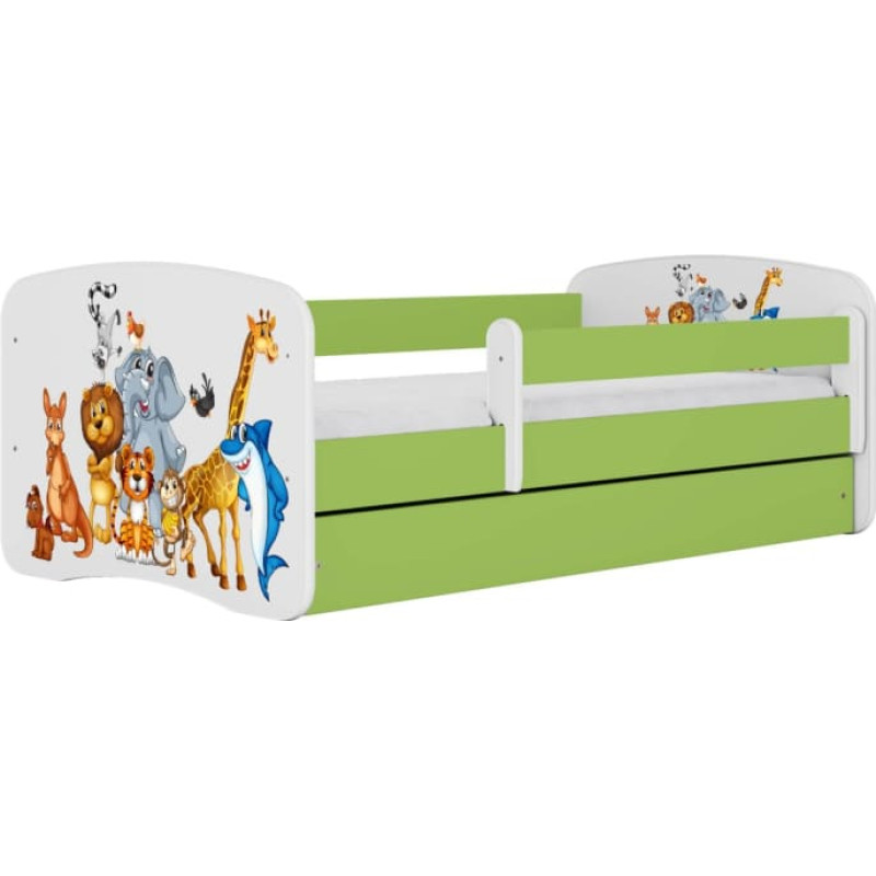 Kocot Kids Кровать babydreams green animals с ящиком с матрасом 180/80