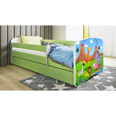 Kocot Kids Кровать babydreams green safari с ящиком с матрасом 140/70