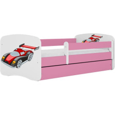 Kocot Kids Кровать babydreams pink racing car с ящиком с матрасом 140/70