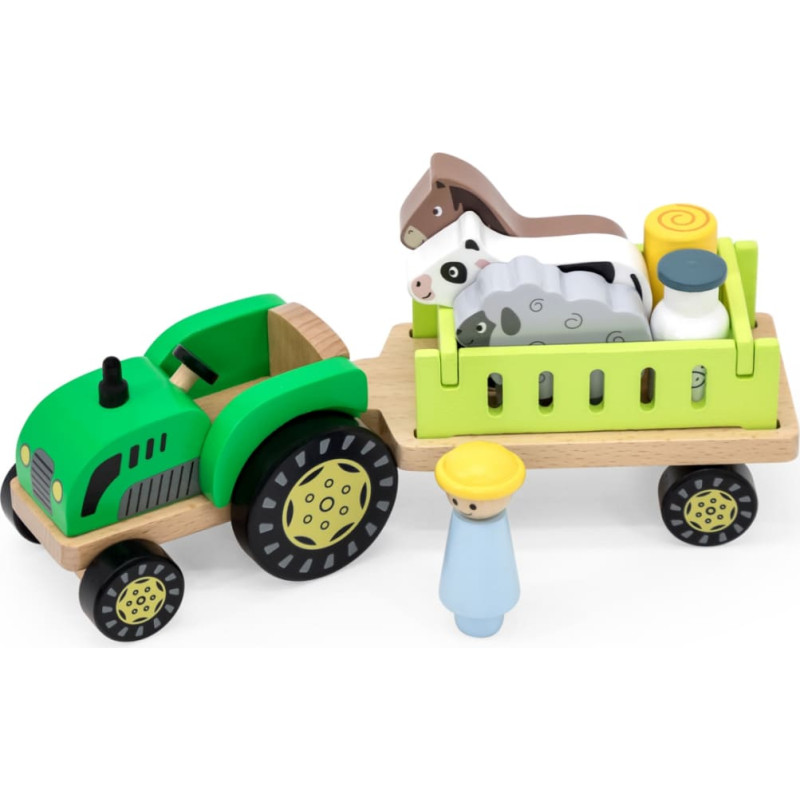 Viga Traktor Drewniany Zwięrzatka Farma Zagroda