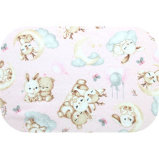 Minikid Diaper - 14503 - FLANNEL PRINT - EGA - DEER & TEDDY BEAR - PINK - size 70x80 cm