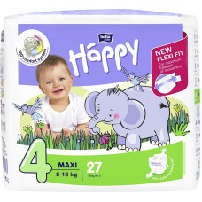 HAPPY Maxi подгузники 4 размер, 8-18кг. 27шт  РАСПРОДАЖА