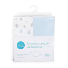 CEBABABY Простынь на пеленальный матрасик 50x70-80см 2шт. Blue + Blue Stars W-829-160-603