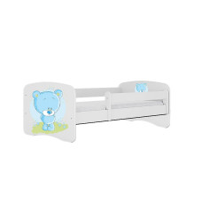 KOCOT KIDS кровать без ящика с матрасом BABYDREAMS white Blue teddybear 140x70cm