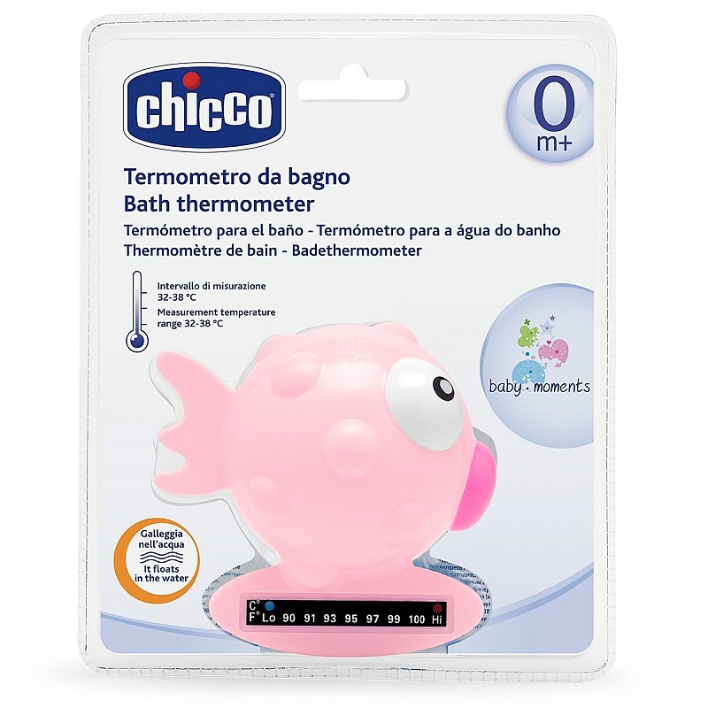 CHICCO Термометр для ванны Круглая рыбка, розовая