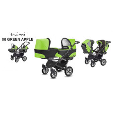 BABYACTIVE TWINNI CLASSIC Коляски для двойни 3в1, 06/01 Green Apple зеленая с черной рамой