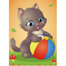 TSVETNOY Алмазная мозаика 17x22см Kitten with a Ball, X007e