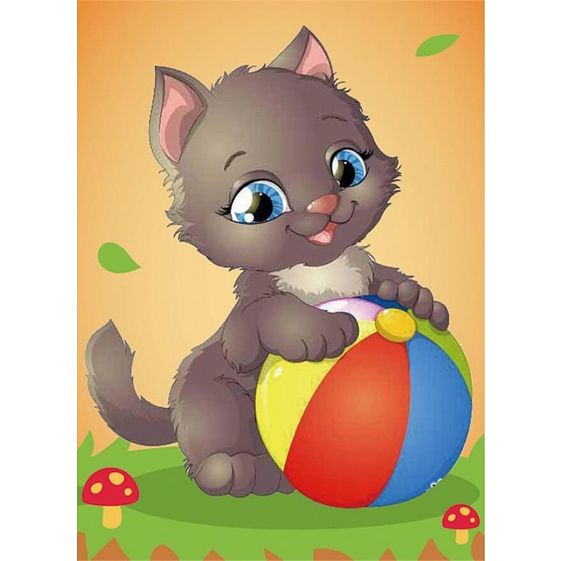 TSVETNOY Алмазная мозаика 17x22см Kitten with a Ball, X007e