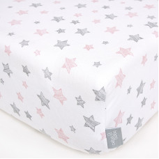 CEBABABY Jersey простыня на резинке 120x60см Pink Stars W-823-076-604