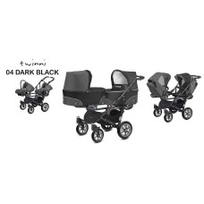 BABYACTIVE TWINNI CLASSIC Коляски для двойни 3в1, 04/01 Dark Black черная с черной рамой