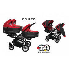 BABYACTIVE TRIPPY Premium коляска для тройни 2in1, 08 RED с черной рамой