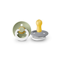 BIBS Colour  Пустышка из натурального каучука Sage Night / Cloud Night 0-6мес., 2шт.(светятся в темноте)