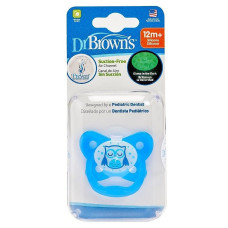 DR.BROWNS силиконовая пустышка 12m+, PreVent Butterfly светящаяся в темноте, синий РАСПРОДАЖА