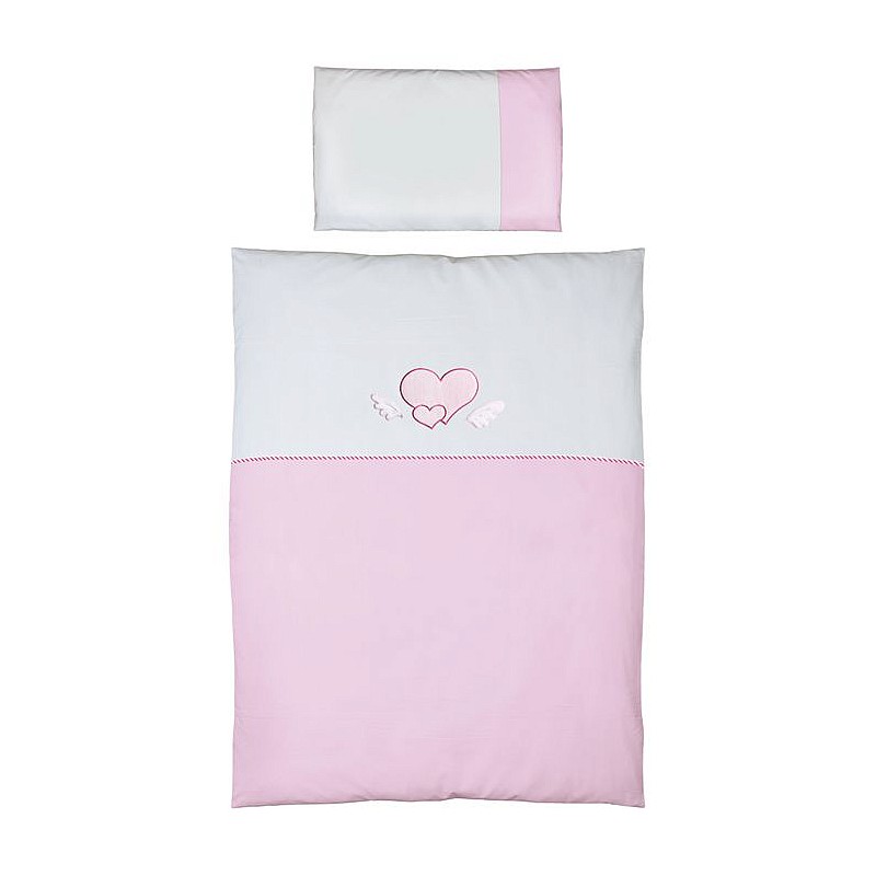 CEBABABY комплект постельного белья из 2 частей с вышивкой 135x100см HEARTS WHITE PINK