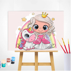 TSVETNOY Набор для рисования по номерам 20x30см Little Princess with a Unicorn, MC1095e