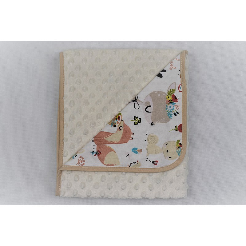 DUET BABY Плед Minky+Cotton Print art. 625 Lovely animals ecru (741305)