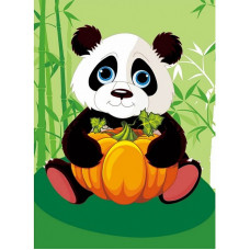 TSVETNOY Алмазная мозаика 17x22см Panda with Pumpkin, X008e