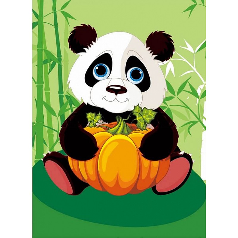 TSVETNOY Алмазная мозаика 17x22см Panda with Pumpkin, X008e