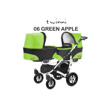 BABYACTIVE TWINNI CLASSIC Коляски для двойни, 06/01 Green Apple зеленая с белой рамой