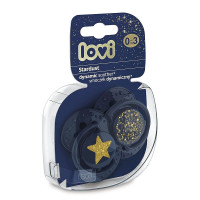 LOVI Пустышка силиконовая динамическая 0-3m. 2шт. Stardust blue 22/892_blue