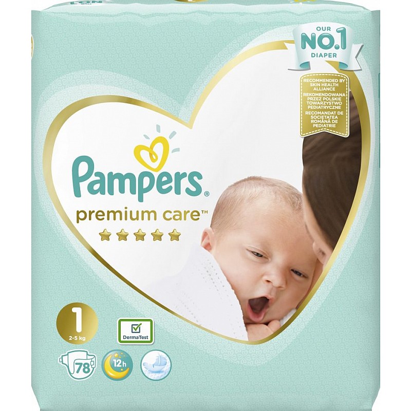 Pampers Premium Care S1 подгузники 2-5кг, 78шт. СКИДКА