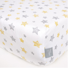 CEBABABY Jersey простыня на резинке 120x60см Yellow Stars W-823-076-605