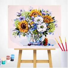 TSVETNOY Набор для рисования по номерам 40x50см Summer Bouquet with Sunflowers, MG2182e