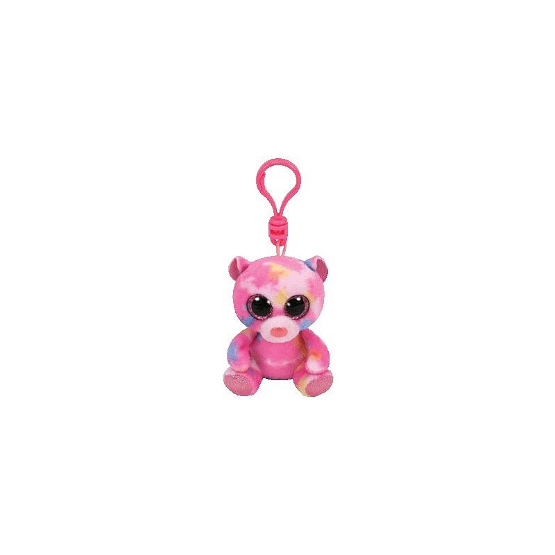 TY Beanie Boos Мягкая игрушка - брелок FRANKY - pink multicolored bear clip 10см, TY36562