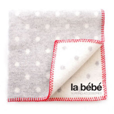 LA BEBE Natural Lambswool детское шерстяное одеяло/плед 100x70cm - Cosy Grey/Red Dots, Art.76557