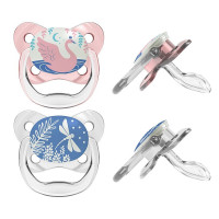 DR.BROWNS Силиконовая пустышка 0-6м Prevent BUTTERFLY 2шт. PV12007-P4 (светится в темноте)