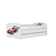 KOCOT KIDS кровать с ящиком и матрасом BABYDREAMS white Racing car 160x80cm