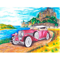 TSVETNOY Алмазная мозаика 30x40см Cadillac on the background of the castle, LE041e