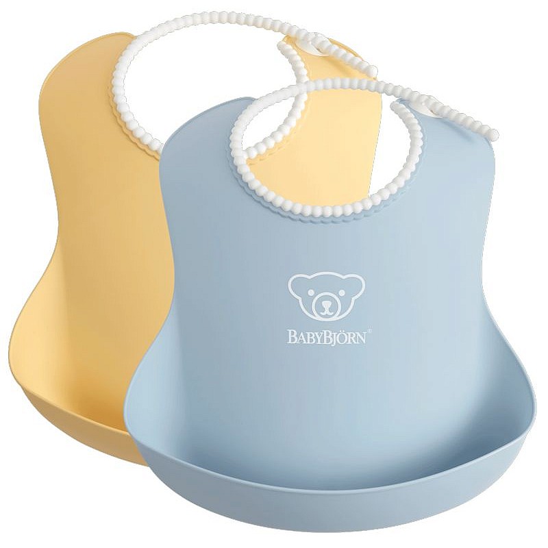 BABYBJORN BIB мягкий нагрудник 2шт. 4м+, 046341 POWDER YELLOW / POWDER BLUE