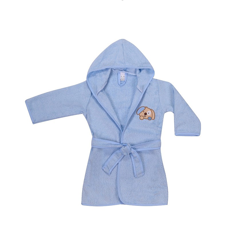 DUET BABY FROTTE Детский халат с капюшоном 104-116см, 468 DOG синий (744689)