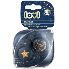 LOVI Пустышка силиконовая динамическая 6-18 m, 2 шт., Stardust blue, 22/894_blue