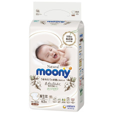 MOONY подгузники Natural NB 0-5kg 63 шт.