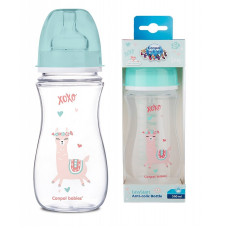 CANPOL BABIES EXOTIC ПП бутылочка 300мл с широким горлышком и силиконовой соской 12м+. 35/222 зеленый СКИДКА