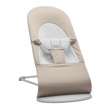 BABYBJORN Bouncer Balance Soft Cotton/Jersey кресло-шезлонг, Light Grey Frame Beige/Grey 005183