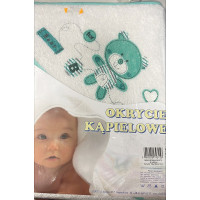 DUET BABY махровое полотенце с капюшоном 80x80см BEAR 315 белый/зеленый