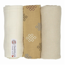 Lodger Swaddler Empire Stripe хлопковая пеленка 70x70см 3шт., Ivory SWEK 069