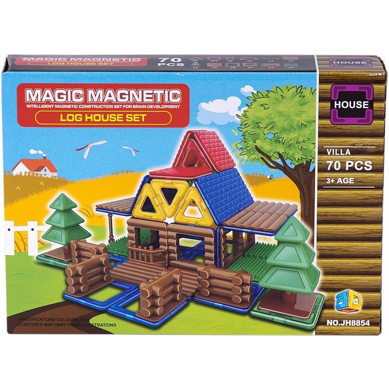 AS Магнитный конструктор Log house Set VILLA 70элем,, JH8854