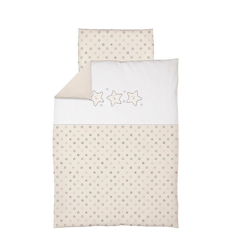 CEBABABY комплект постельного белья из 2 частей с вышивкой 135x100см STARS BEIGE