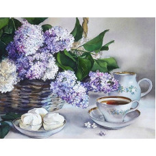 TSVETNOY Алмазная мозаика 40x50см Lilac Flowers in a Basket, LG082e